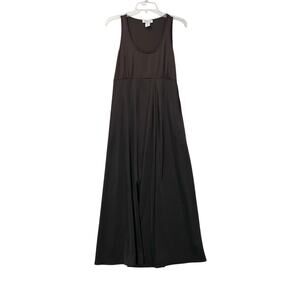 Rachel Zoe Brown Satin Empire Waist Scoop Neck Maxi Dress with Pockets Small